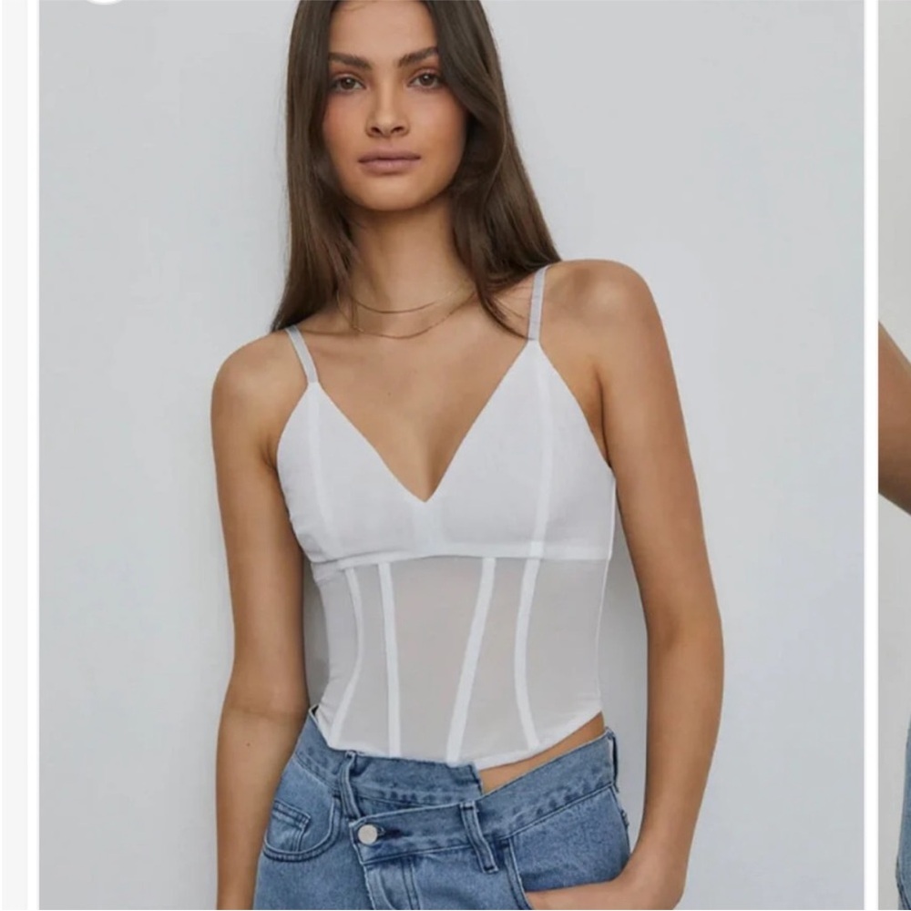 Viktoria & Woods White Sheer Bustier Cami Top